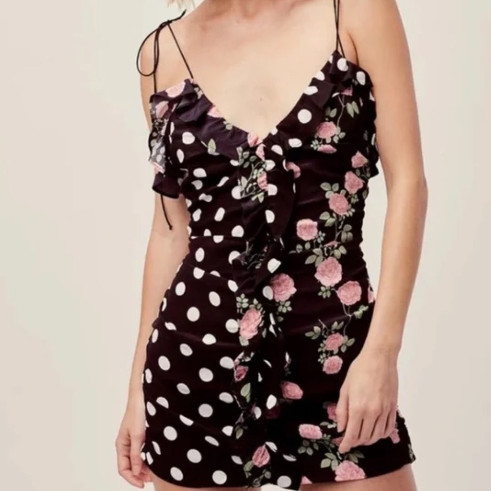For Love and Lemons Mochi Shirred Mini Dress S EUC FL&L